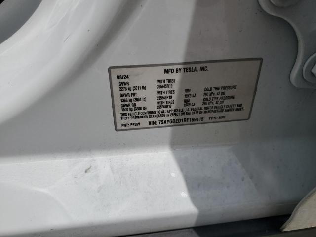 7SAYGDED1RF169415 - 2024 TESLA MODEL Y Ağ foto 12