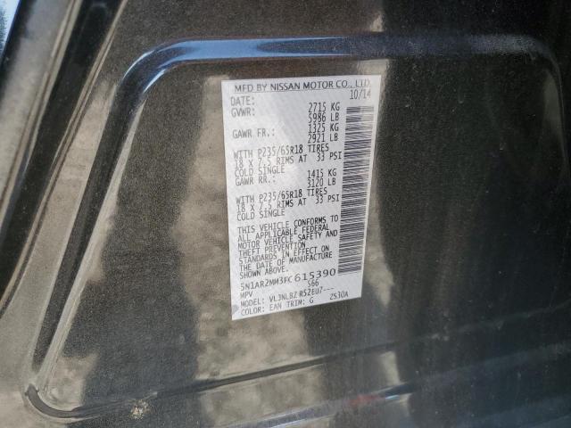 5N1AR2MM3FC615390 - 2015 NISSAN PATHFINDER S CHARCOAL photo 12