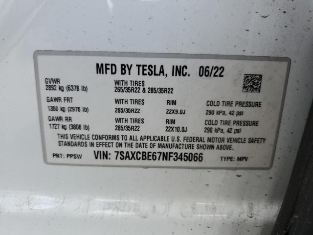 7SAXCBE67NF345066 - 2022 TESLA MODEL X Ağ foto 13