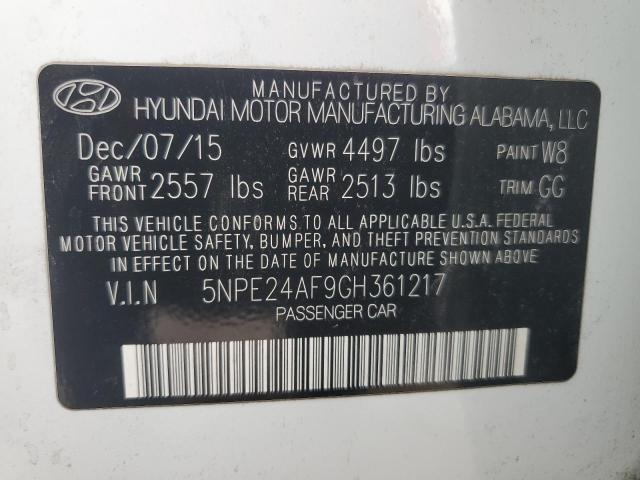 5NPE24AF9GH361217 - 2016 HYUNDAI SONATA SE WHITE photo 13