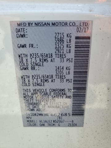 5N1DR2MN3HC662685 - 2017 NISSAN PATHFINDER S WHITE photo 13