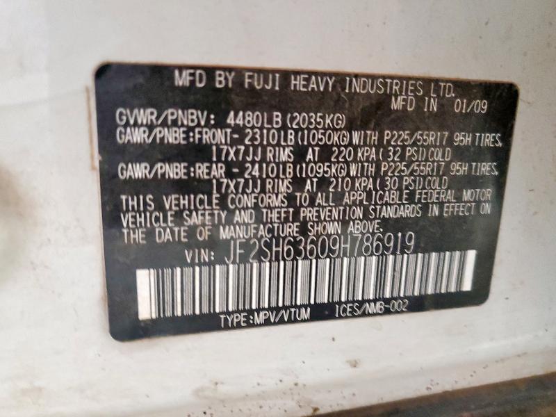 JF2SH63609H786919 - 2009 SUBARU FORESTER 2.5X PREMIUM Weiß Foto 13