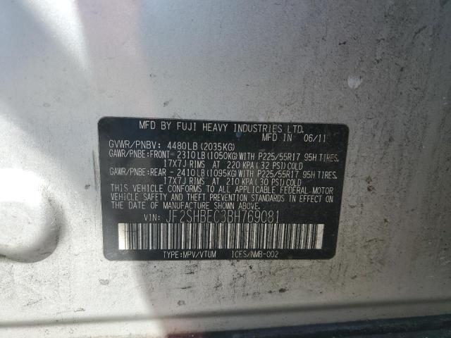 JF2SHBEC3BH769081 - 2011 SUBARU FORESTER LIMITED SILVER photo 13