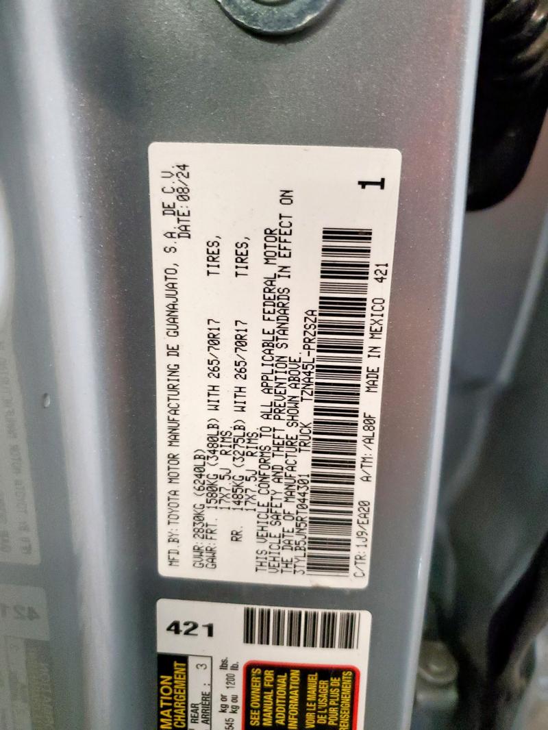 3TYLB5JN5RT044301 - 2024 TOYOTA TACOMA DOUBLE CAB فضي صورة 12