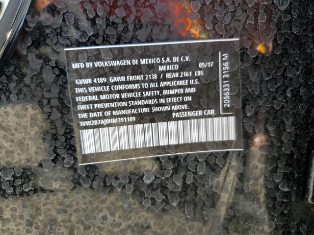 3VW2B7AJ0HM391109 - 2017 VOLKSWAGEN JETTA S BLACK photo 13