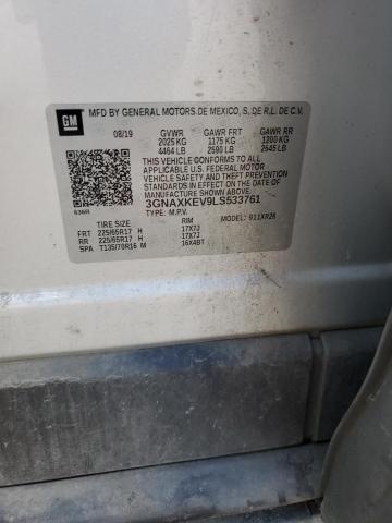 3GNAXKEV9LS533761 - 2020 CHEVROLET EQUINOX LT SILVER photo 12