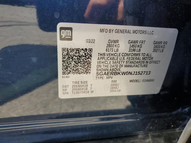 5GAERBKW0NJ152713 - 2022 BUICK ENCLAVE ESSENCE 蓝色 照片 13