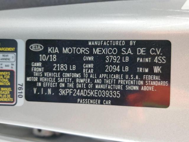 3KPF24AD5KE039335 - 2019 KIA FORTE FE Argent photo 13