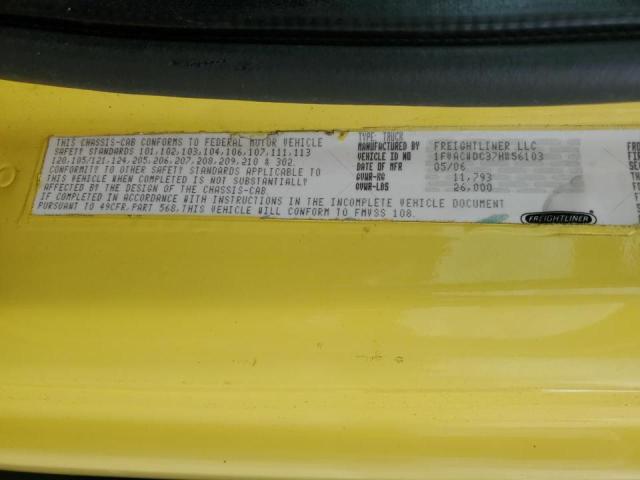 1FVACWDC37HX56103 - 2007 FREIGHTLINER M2 106 MEDIUM DUTY YELLOW photo 10