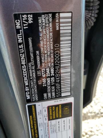 55SWF4KB2HU200310 - 2017 MERCEDES-BENZ C 300 4MATIC GRAY photo 12