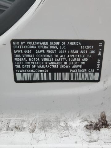 1VWBA7A35JC009426 - 2018 VOLKSWAGEN PASSAT SE თეთრი ფოტო 12