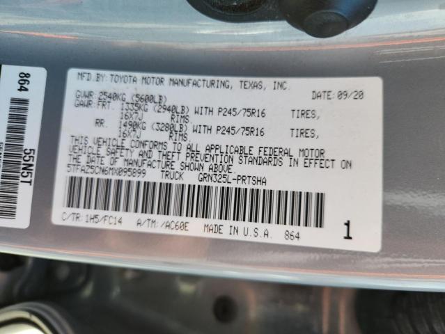 5TFAZ5CN6MX095899 - 2021 TOYOTA TACOMA DOUBLE CAB GRAY photo 12