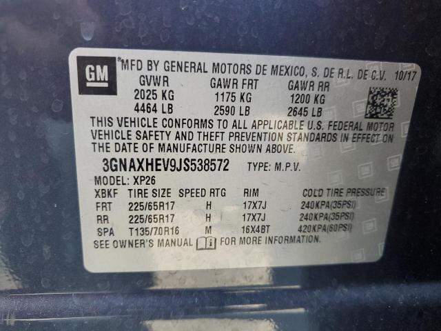 3GNAXHEV9JS538572 - 2018 CHEVROLET EQUINOX LS BLUE photo 13