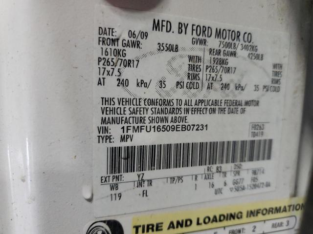 1FMFU16509EB07231 - 2009 FORD EXPEDITION XLT თეთრი ფოტო 13