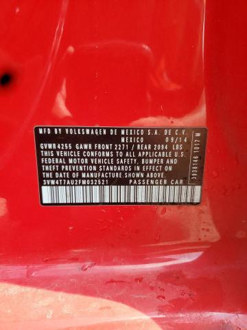 3VW4T7AU2FM032521 - 2015 VOLKSWAGEN GTI RED photo 13