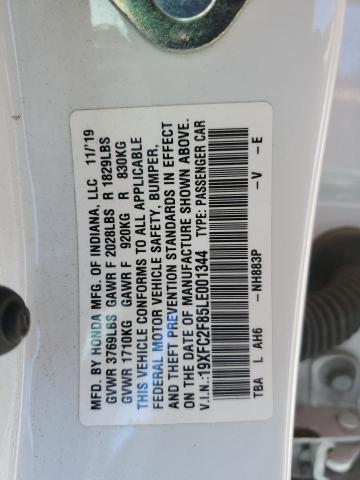 19XFC2F85LE001344 - 2020 HONDA CIVIC SPORT WHITE photo 13