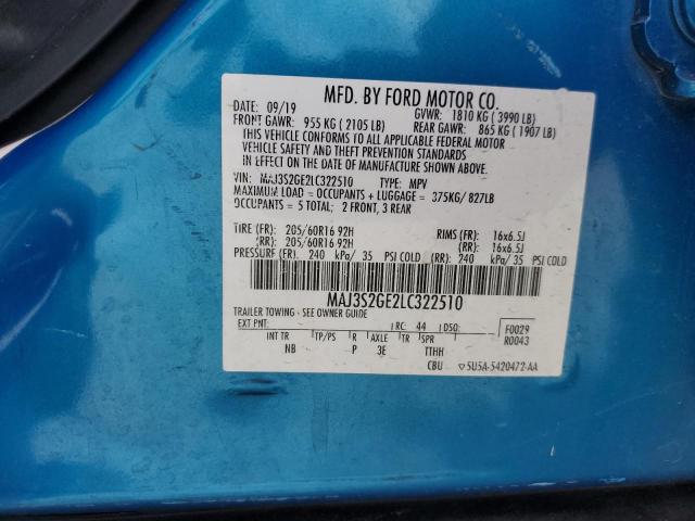 MAJ3S2GE2LC322510 - 2020 FORD ECOSPORT SE Niebieski zdjęcie 13