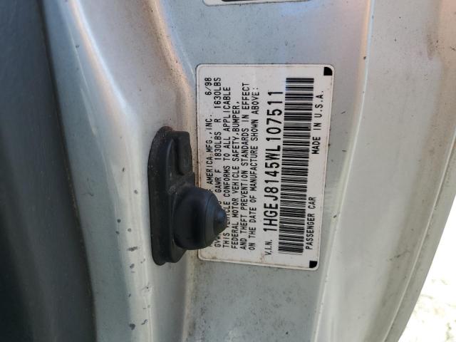 1HGEJ8145WL107511 - 1998 HONDA CIVIC EX ვერცხლისფერი ფოტო 12