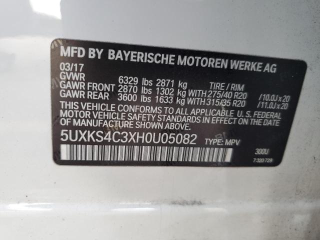 5UXKS4C3XH0U05082 - 2017 BMW X5 XDRIVE35D WHITE photo 13