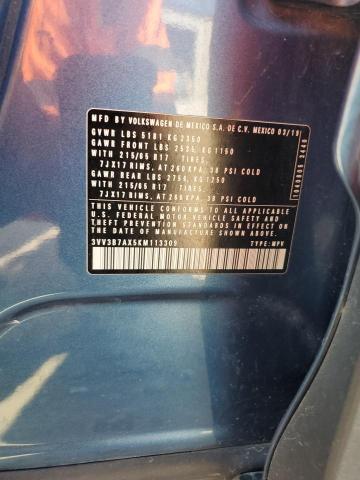 3VV3B7AX5KM113309 - 2019 VOLKSWAGEN TIGUAN SE Синій фото 14