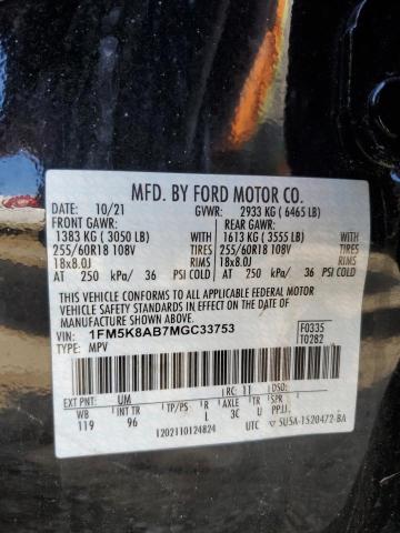 1FM5K8AB7MGC33753 - 2021 FORD EXPLORER POLICE INTERCEPTOR Schwarz Foto 14