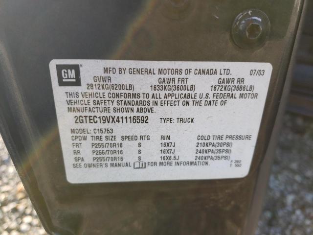 2GTEC19VX41116592 - 2004 GMC NEW SIERRA C1500 BLACK photo 12