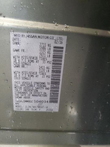 5N1AL0MM8GC504034 - 2016 INFINITI QX60 Zielony zdjęcie 13