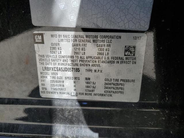 LRBFXCSA5JD057185 - 2018 BUICK ENVISION PREFERRED შავი ფოტო 13