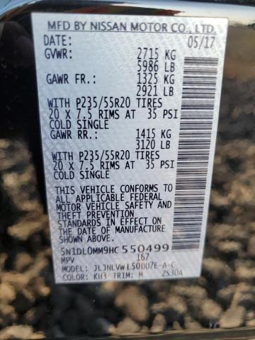 5N1DL0MM9HC550499 - 2017 INFINITI QX60 BLACK photo 14