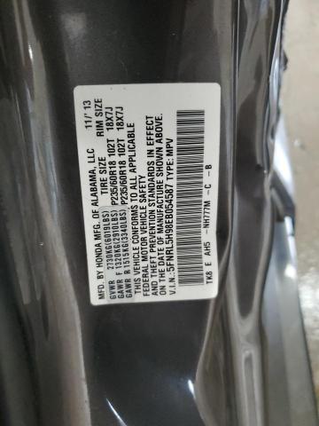 5FNRL5H98EB054587 - 2014 HONDA ODYSSEY TOURING GRAY photo 14