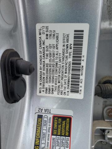 2HKRM4H71DH690905 - 2013 HONDA CR-V EXL SILVER photo 12