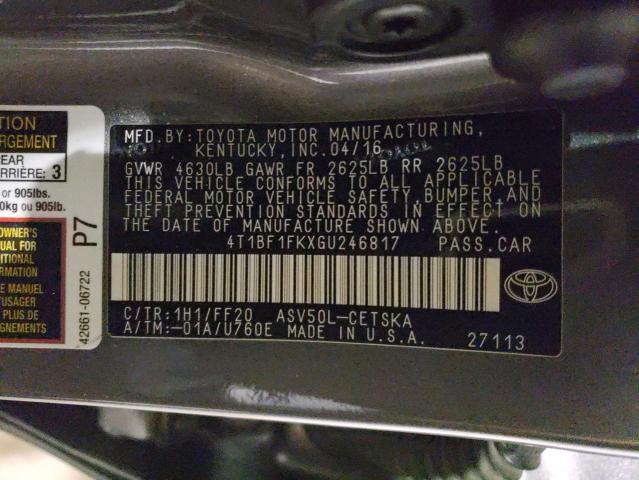 4T1BF1FKXGU246817 - 2016 TOYOTA CAMRY SE LE Gri fotoğraf 12