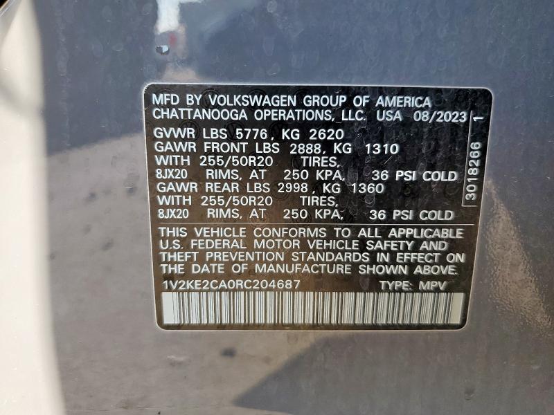 1V2KE2CA0RC204687 - 2024 VOLKSWAGEN ATLAS CROS SE Gris foto 14