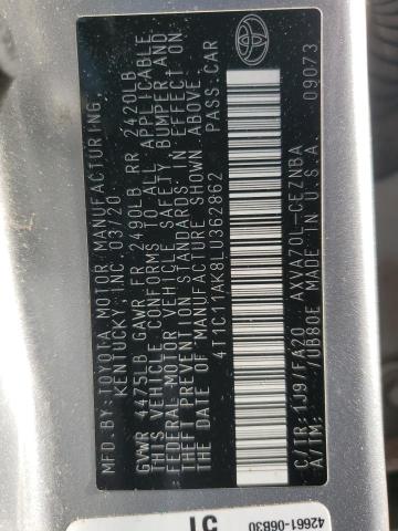 4T1C11AK8LU362862 - 2020 TOYOTA CAMRY LE SILVER photo 13