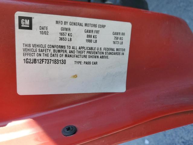 1G2JB12F737183130 - 2003 PONTIAC SUNFIRE RED photo 12