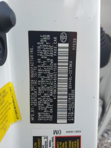 4T1BK3EK4BU621506 - 2011 TOYOTA CAMRY SE WHITE photo 12