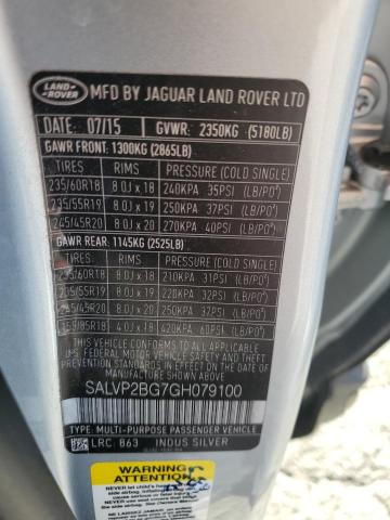 SALVP2BG7GH079100 - 2016 LAND ROVER RANGE ROVE SE SILVER photo 13