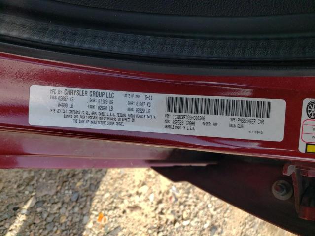 1C3BC8FG2BN600306 - 2011 CHRYSLER 200 S ბურგუნდია ფოტო 12