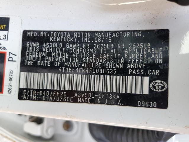 4T1BF1FK4FU088635 - 2015 TOYOTA CAMRY LE WHITE photo 12