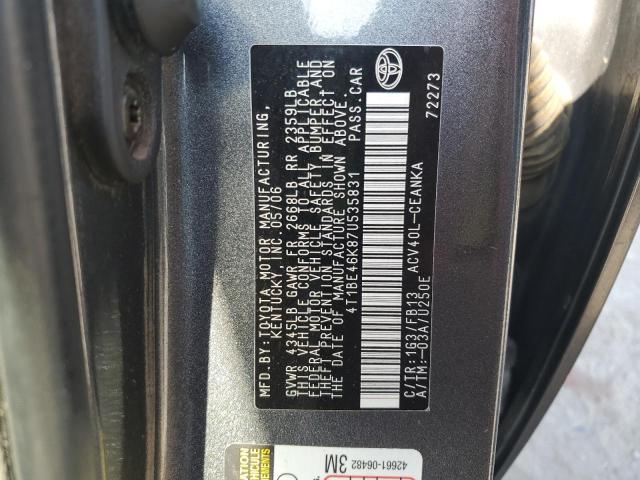 4T1BE46K87U535831 - 2007 TOYOTA CAMRY CE ნაცრისფერი ფოტო 12