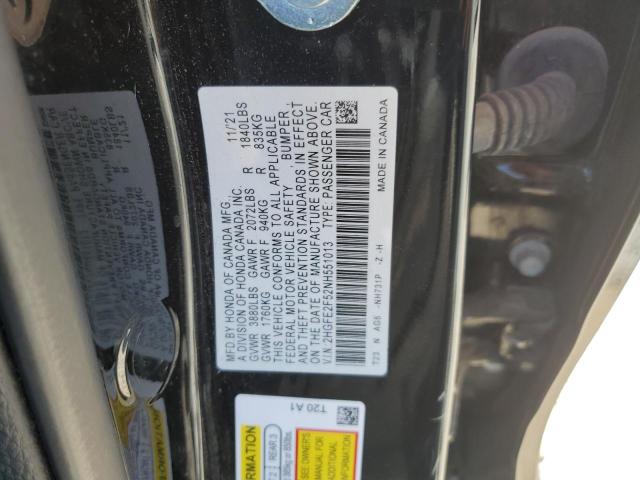 2HGFE2F52NH551013 - 2022 HONDA CIVIC SPORT 黑色 照片 12