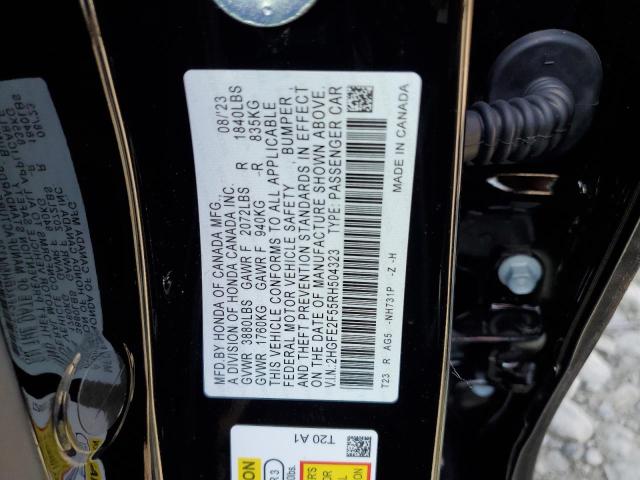 2HGFE2F55RH504323 - 2024 HONDA CIVIC SPORT BLACK photo 12