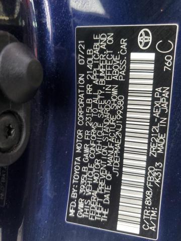 JTDEPMAE2NJ199380 - 2022 TOYOTA COROLLA LE ლურჯი ფოტო 12