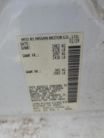 1N4BL4CV3KN318639 - 2019 NISSAN ALTIMA SR 白色 照片 13