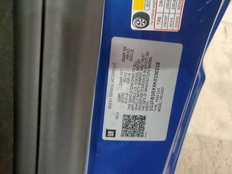 1G1FB1RXXK0150218 - 2019 CHEVROLET CAMARO LS 蓝色 照片 12