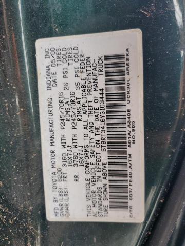 5TBRT3416YS103444 - 2000 TOYOTA TUNDRA ACCESS CAB მწვანე ფოტო 12