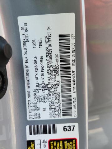 3TMCZ5AN6JM151062 - 2018 TOYOTA TACOMA DOUBLE CAB SILVER photo 12