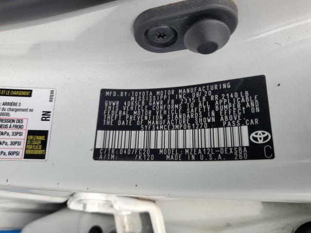 5YFS4MCE3MP061270 - 2021 TOYOTA COROLLA SE BLUE photo 12