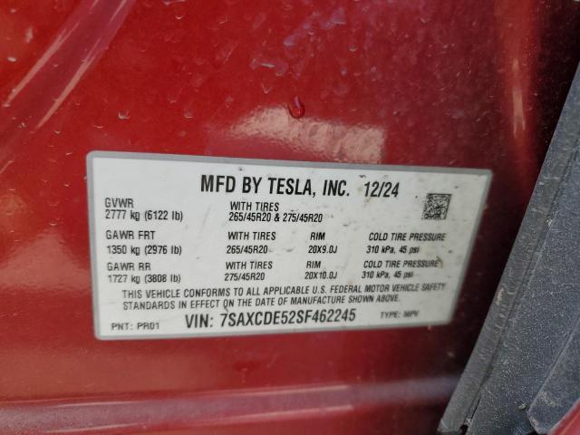 7SAXCDE52SF462245 - 2025 TESLA MODEL X RED photo 14