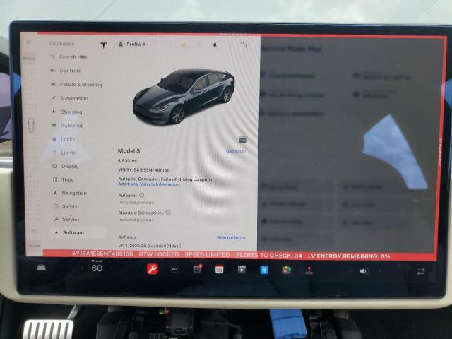 5YJSA1E55NF486166 - 2022 TESLA MODEL S Մոխրագույն լուսանկար 9
